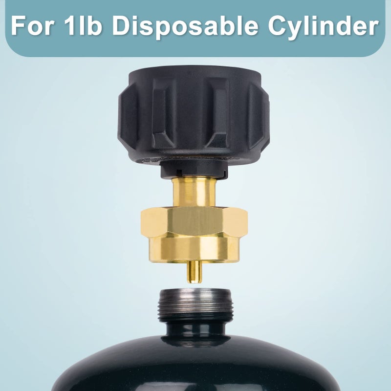 SHINESTAR Propane Refill Adapter LP Gas 1 LB Cylinder Tank Coupler Universal for QCC1/Type1 Propane Tank and 1 Pound Tank Throwaway Disposable Bottle-Solid Brass - Image 3